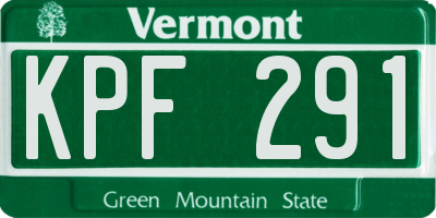 VT license plate KPF291