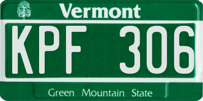 VT license plate KPF306