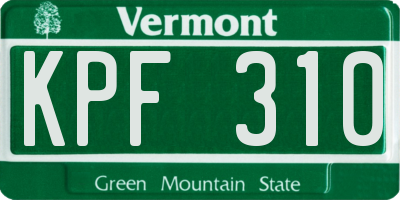VT license plate KPF310