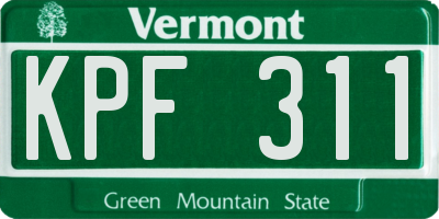 VT license plate KPF311