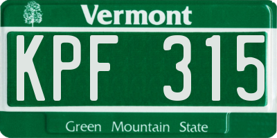 VT license plate KPF315