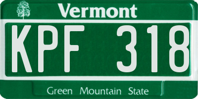 VT license plate KPF318