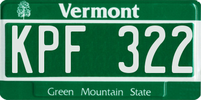 VT license plate KPF322