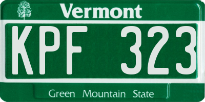 VT license plate KPF323