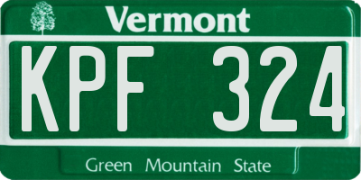 VT license plate KPF324