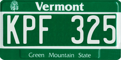 VT license plate KPF325