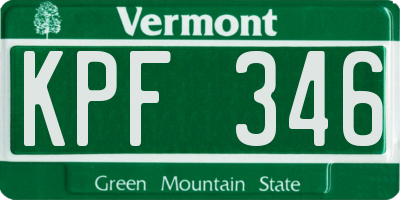 VT license plate KPF346