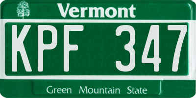 VT license plate KPF347