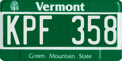 VT license plate KPF358