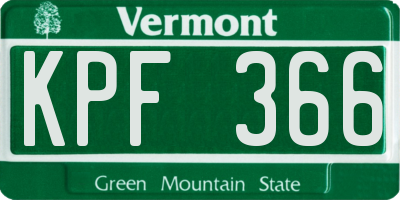 VT license plate KPF366