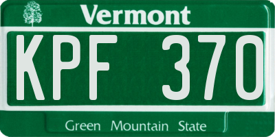 VT license plate KPF370