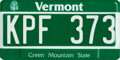 VT license plate KPF373