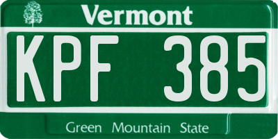 VT license plate KPF385