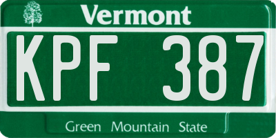 VT license plate KPF387
