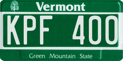 VT license plate KPF400