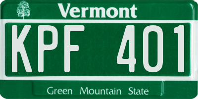 VT license plate KPF401