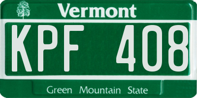 VT license plate KPF408