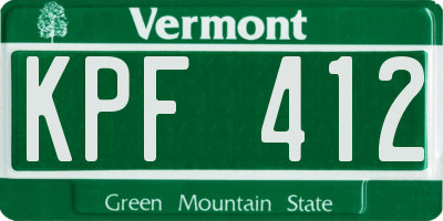 VT license plate KPF412