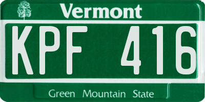 VT license plate KPF416