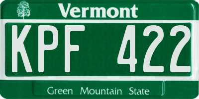 VT license plate KPF422