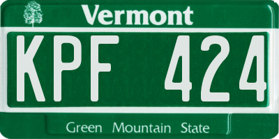 VT license plate KPF424