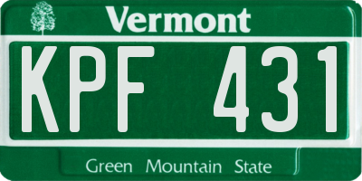 VT license plate KPF431