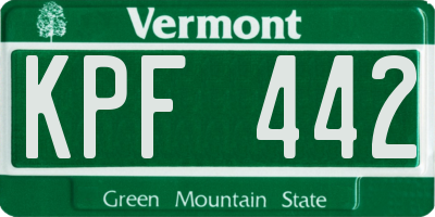VT license plate KPF442