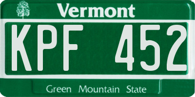 VT license plate KPF452