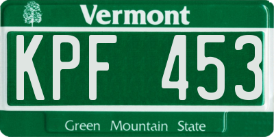 VT license plate KPF453