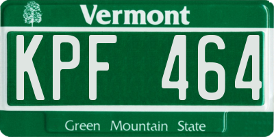 VT license plate KPF464