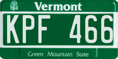 VT license plate KPF466