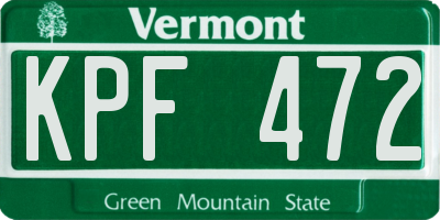 VT license plate KPF472