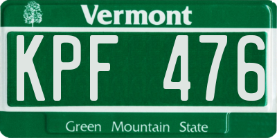 VT license plate KPF476