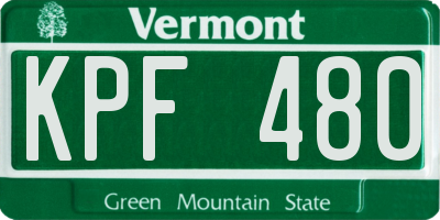 VT license plate KPF480