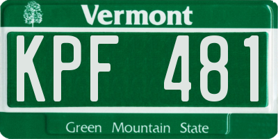 VT license plate KPF481