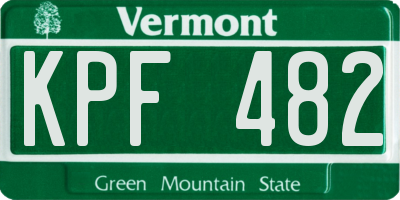 VT license plate KPF482