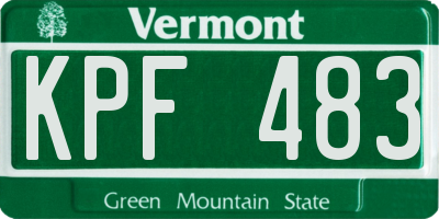 VT license plate KPF483