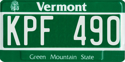 VT license plate KPF490