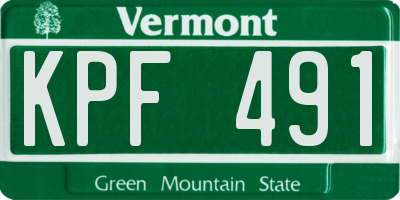 VT license plate KPF491