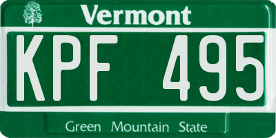 VT license plate KPF495