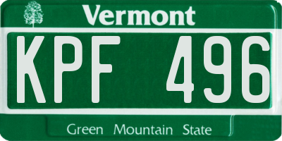 VT license plate KPF496