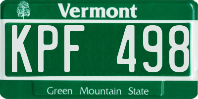 VT license plate KPF498