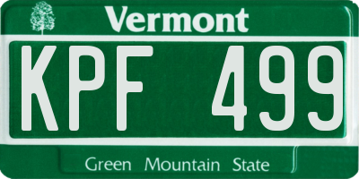 VT license plate KPF499