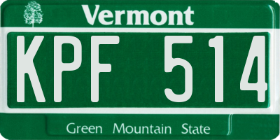 VT license plate KPF514