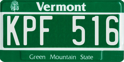 VT license plate KPF516