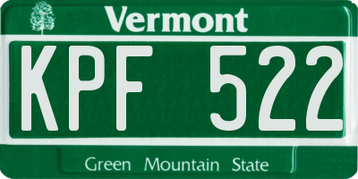 VT license plate KPF522