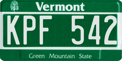 VT license plate KPF542