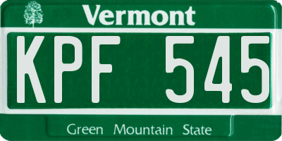 VT license plate KPF545