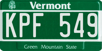 VT license plate KPF549