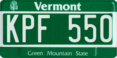 VT license plate KPF550